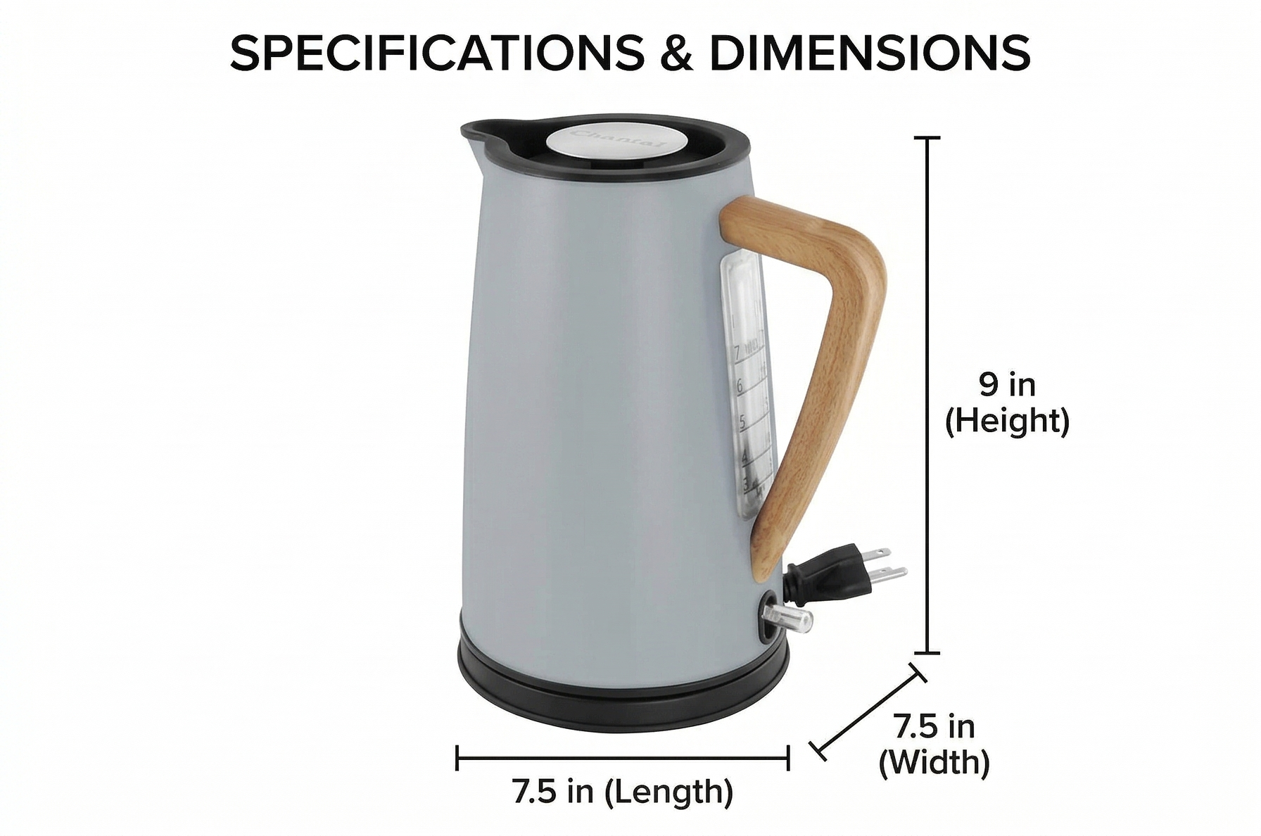 Chantal Oslo Cordless Electric Kettle (Fog Grey)