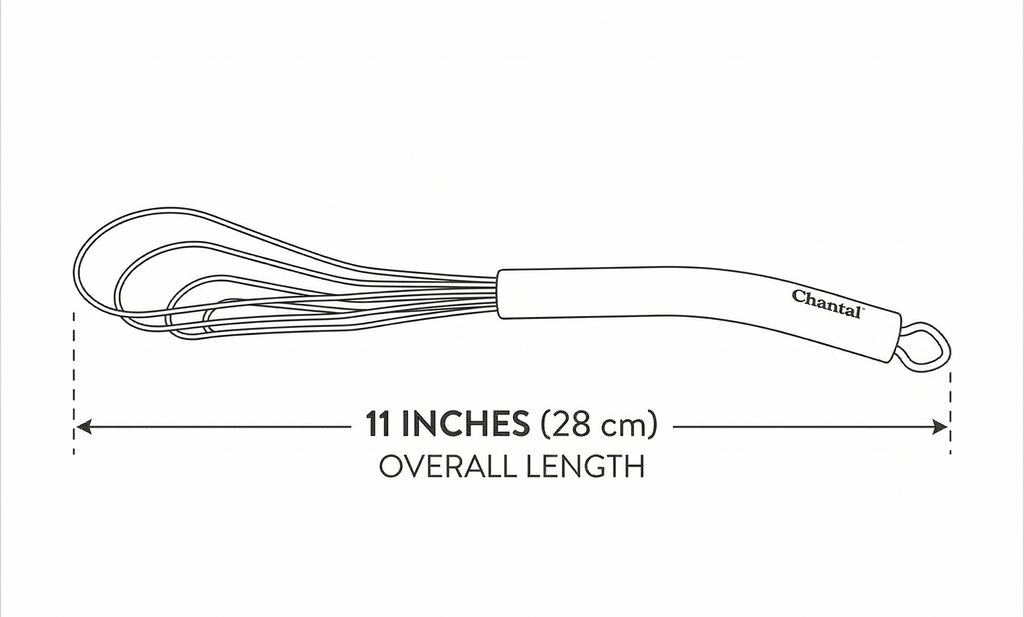 Chantal Flat Whisk Utensil, Small, 11 inch, Polished Stainless Steel