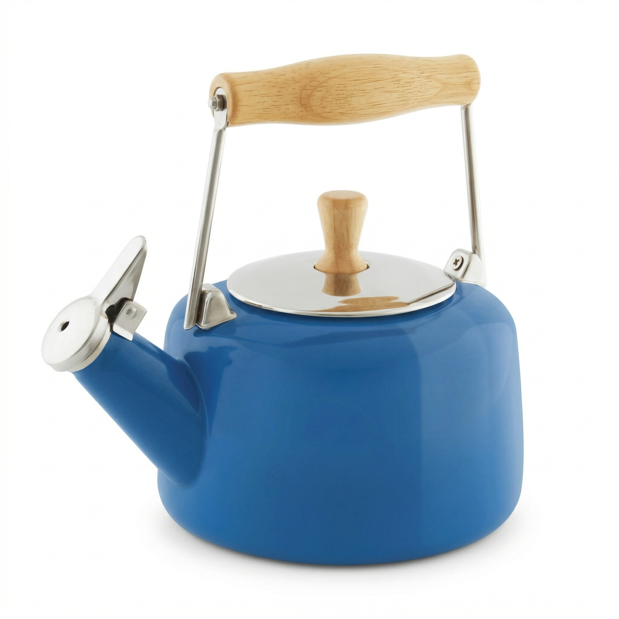 Chantal SVEN Enamel on Steel Whistling Teakettle with Natural Wood handle, 1.4 quarts (Blue Cove)