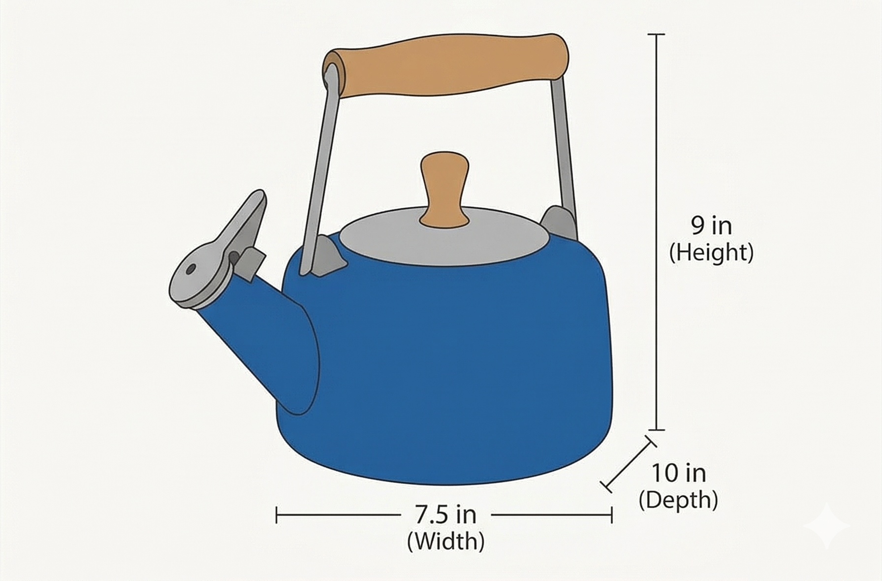 Chantal SVEN Enamel on Steel Whistling Teakettle with Natural Wood handle, 1.4 quarts (Blue Cove)