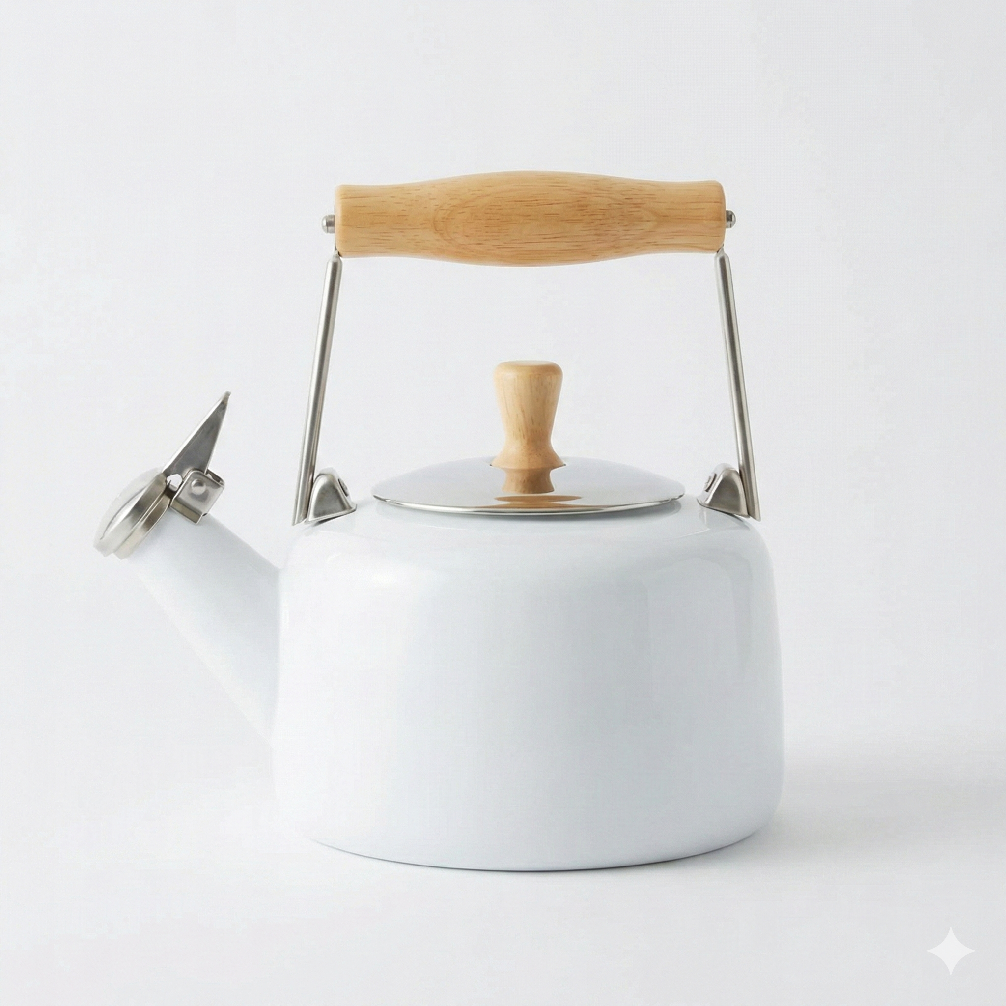 Chantal SVEN Enamel on Steel Whistling Teakettle with Natural Wood handle, 1.4 quarts (White)