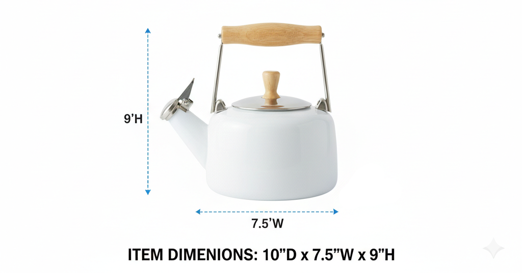 Chantal SVEN Enamel on Steel Whistling Teakettle with Natural Wood handle, 1.4 quarts (White)