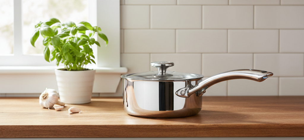 Chantal 3.Clad Tri-Ply 1 quart Sauce Pan with Tempered Glass Lid, Polished Stainless Steel