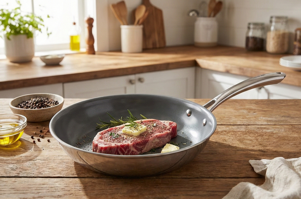 3.Clad Fry pan Ceramic Coated Tri-ply Polished (10 In.)