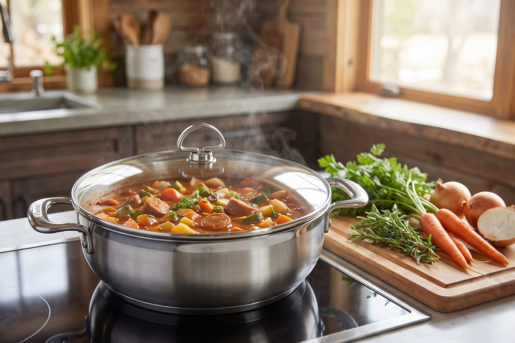 Chantal Induction 21 Steel 5 quart Chef's Pan with Tempered Glass Lid, Brushed Stainless Steel