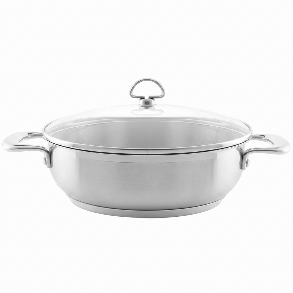 Chantal Induction 21 Steel 5 quart Chef's Pan with Tempered Glass Lid, Brushed Stainless Steel