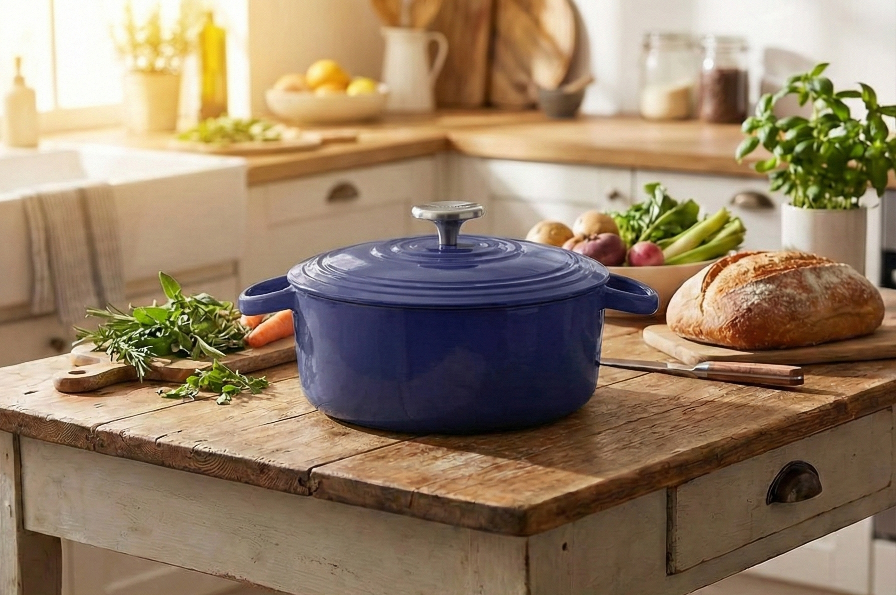 Chantal Cast Iron Dutch Oven, 3 qt, US Formulated Premium Enamel, Cobalt Blue