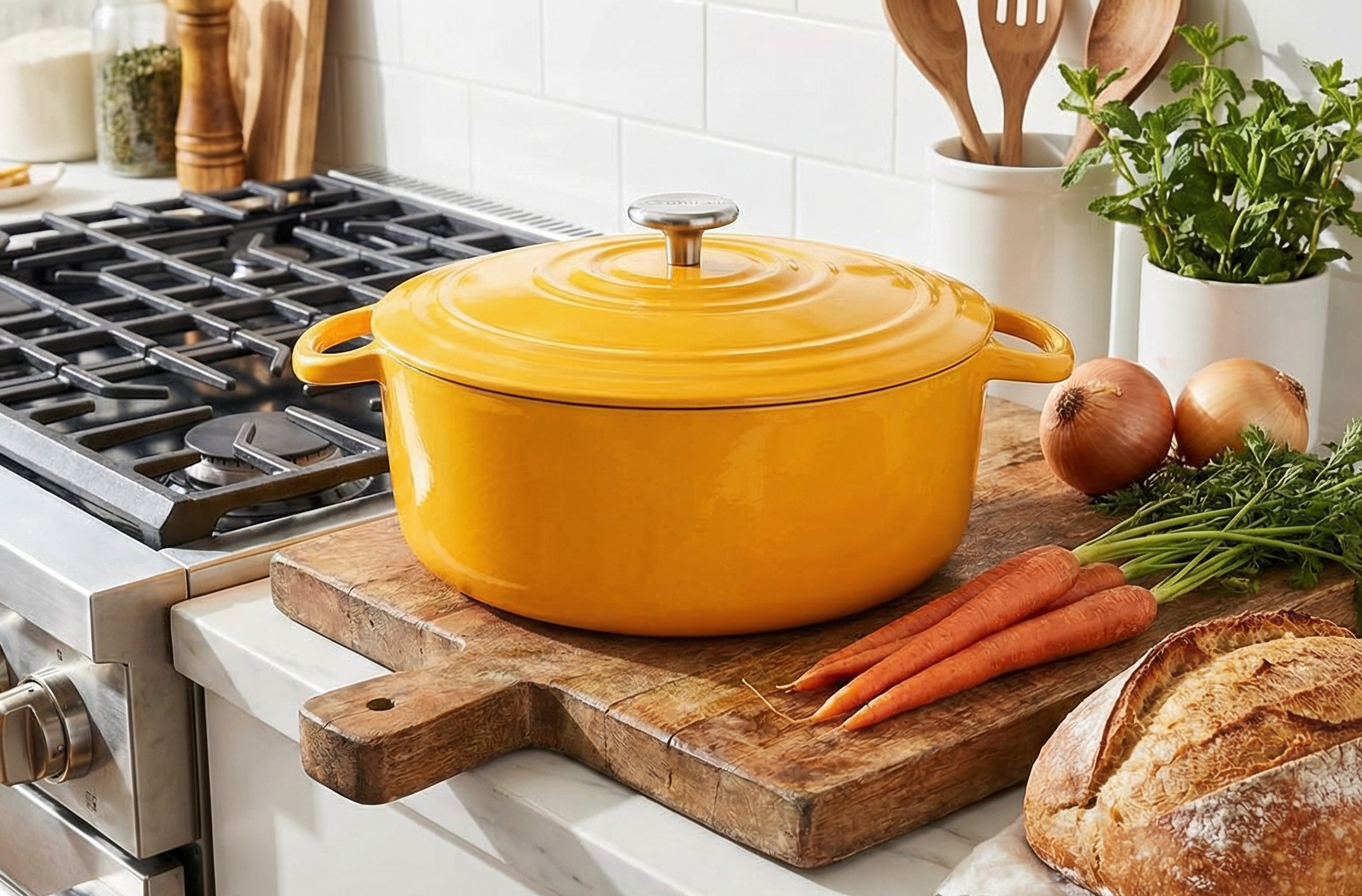Chantal Cast Iron Dutch Oven, 7 qt, US Formulated Premium Enamel, Marigold