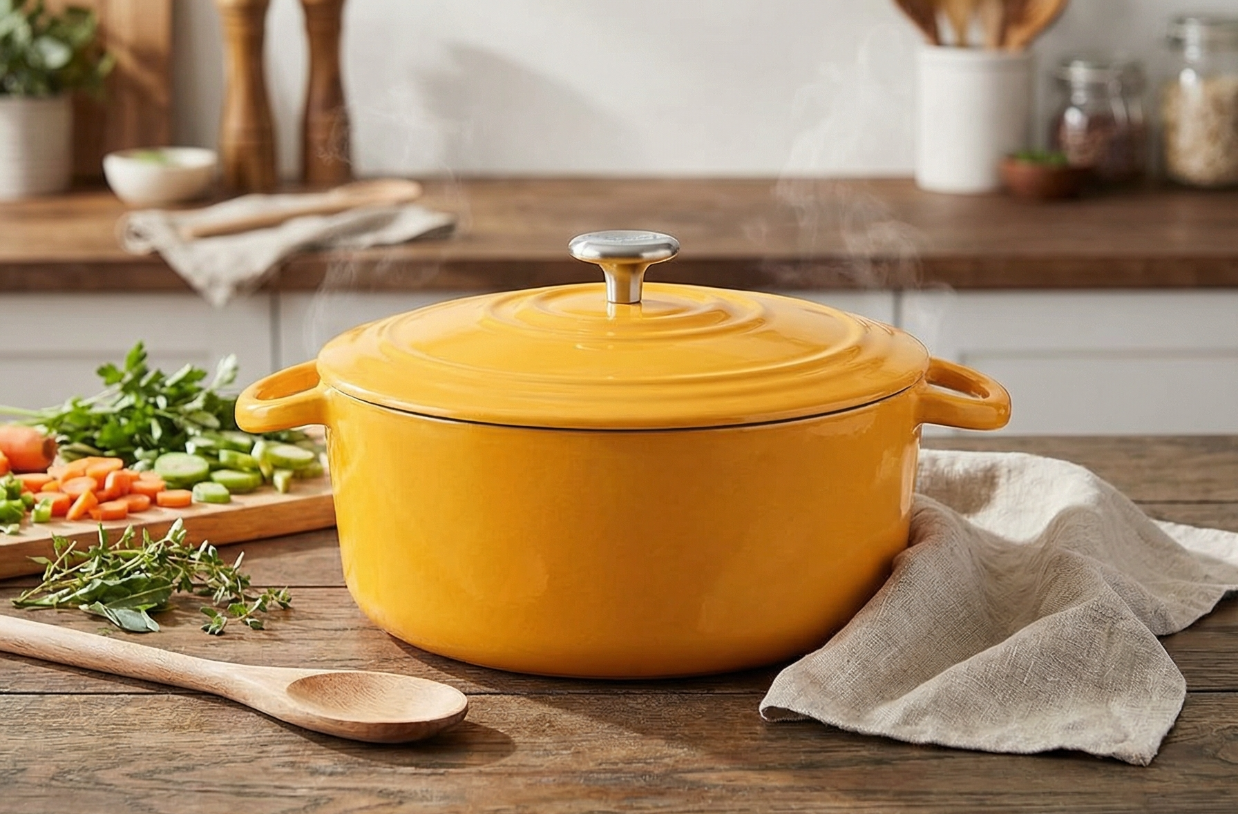 Chantal Cast Iron Dutch Oven, 5 qt, US Formulated Premium Enamel, Marigold