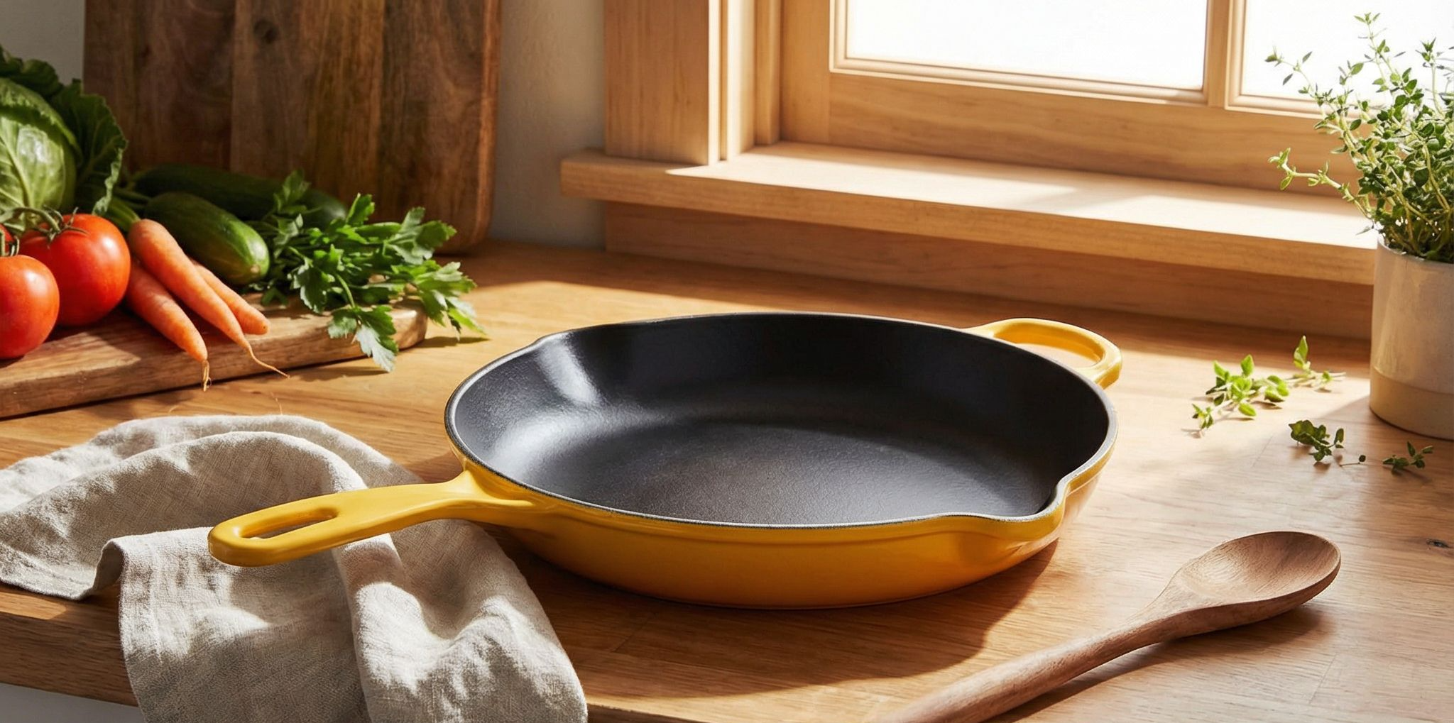 Chantal Enameled Cast Iron Cookware, 10 inch Skillet, Marigold