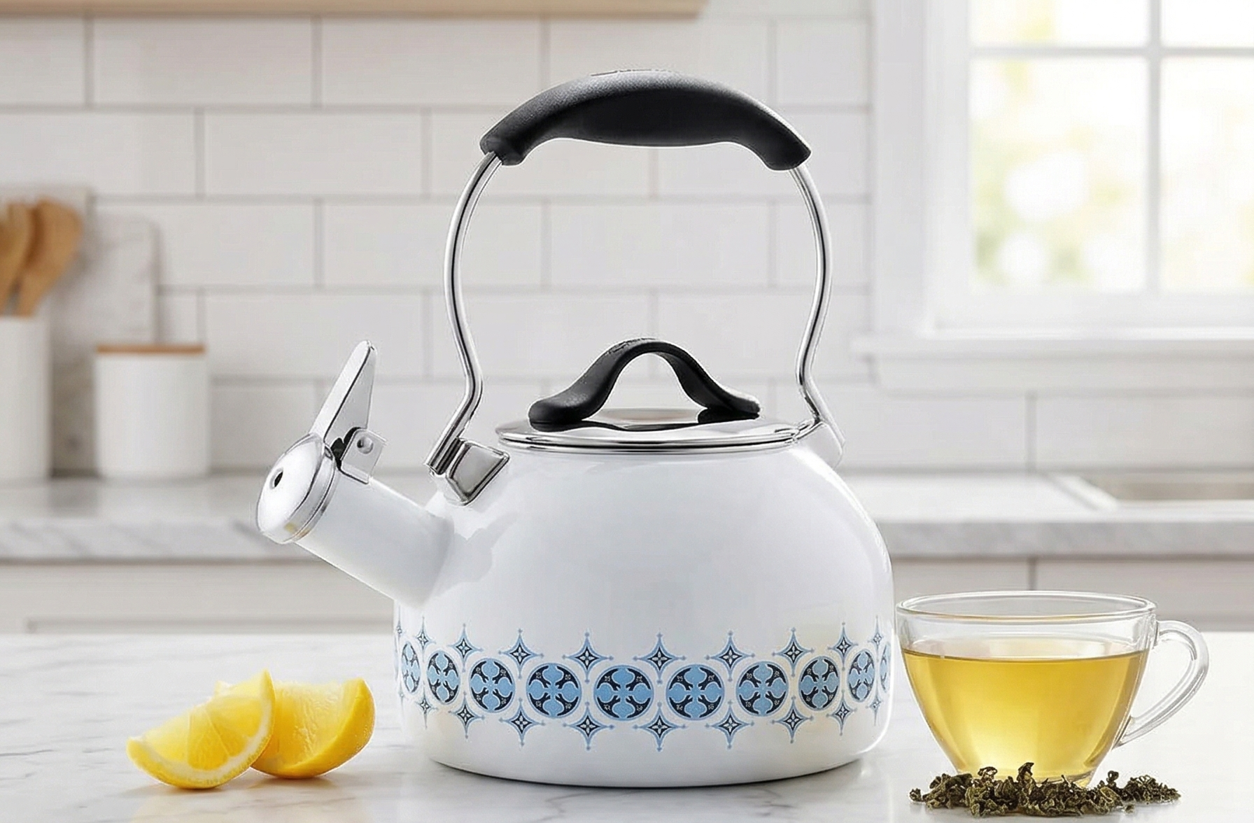 Chantal 1.8 quart Oolong Enamel on Steel Whistling Tea Kettle (Talavera)