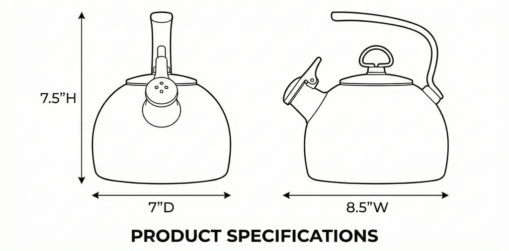 Chantal Classic Teakettle, 1.8 QT, Enamel On Steel, 2-Tone Harmonica Whistle, Rapid Boil and Even Heating (White)
