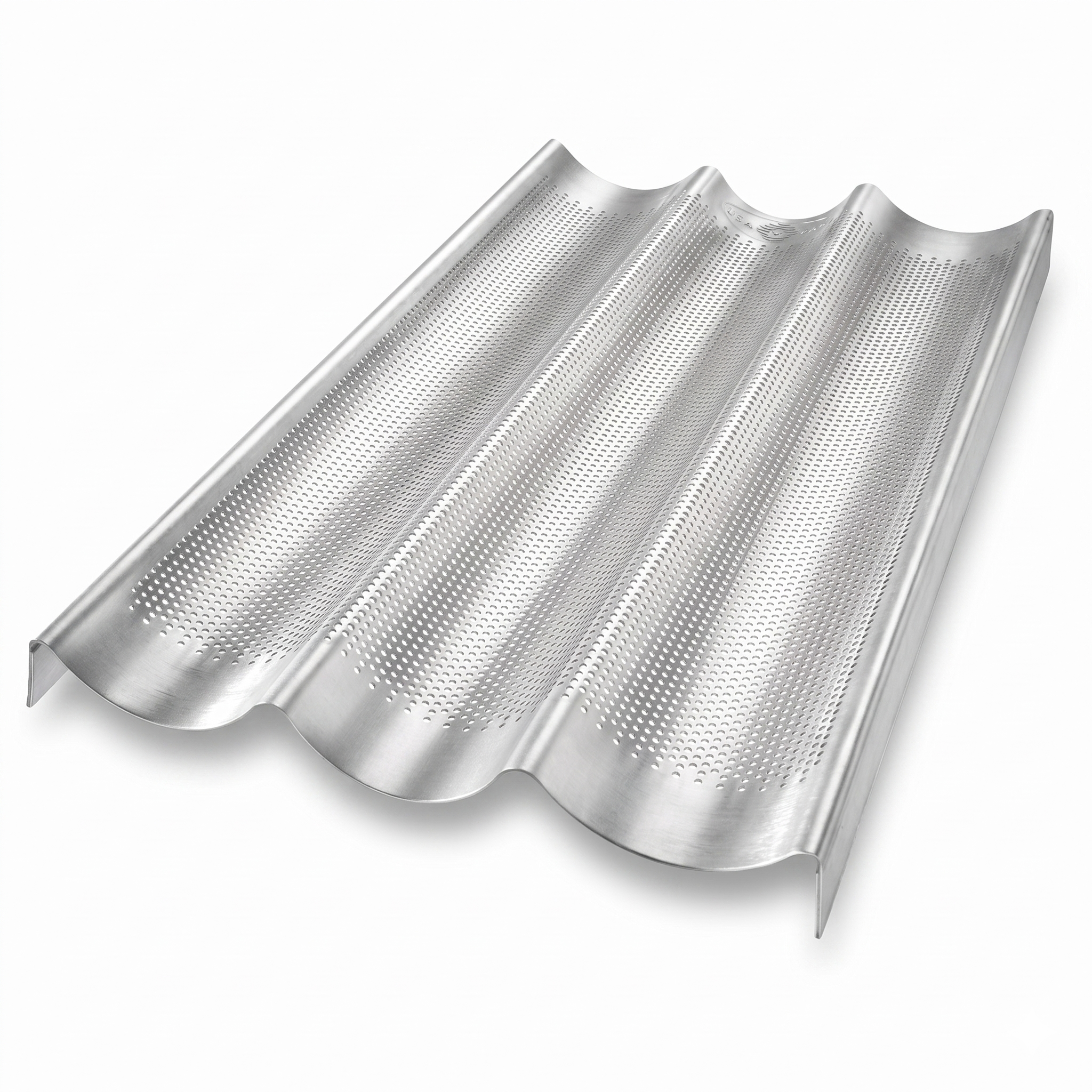 USA Pan Bakeware Aluminum Perforated Nonstick French Baguette Bread Pan, 3-Loaf