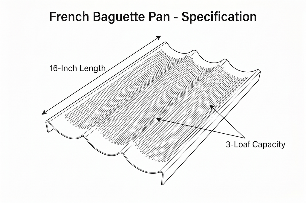 USA Pan Bakeware Aluminum Perforated Nonstick French Baguette Bread Pan, 3-Loaf