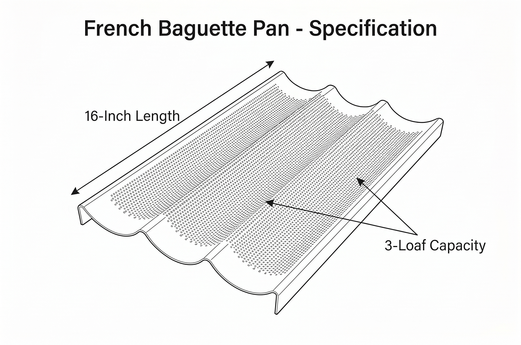USA Pan Bakeware Aluminum Perforated Nonstick French Baguette Bread Pan, 3-Loaf