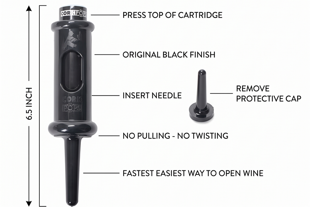 Cork Pops Black 6.5 Inch Original Wine Bottle Opener
