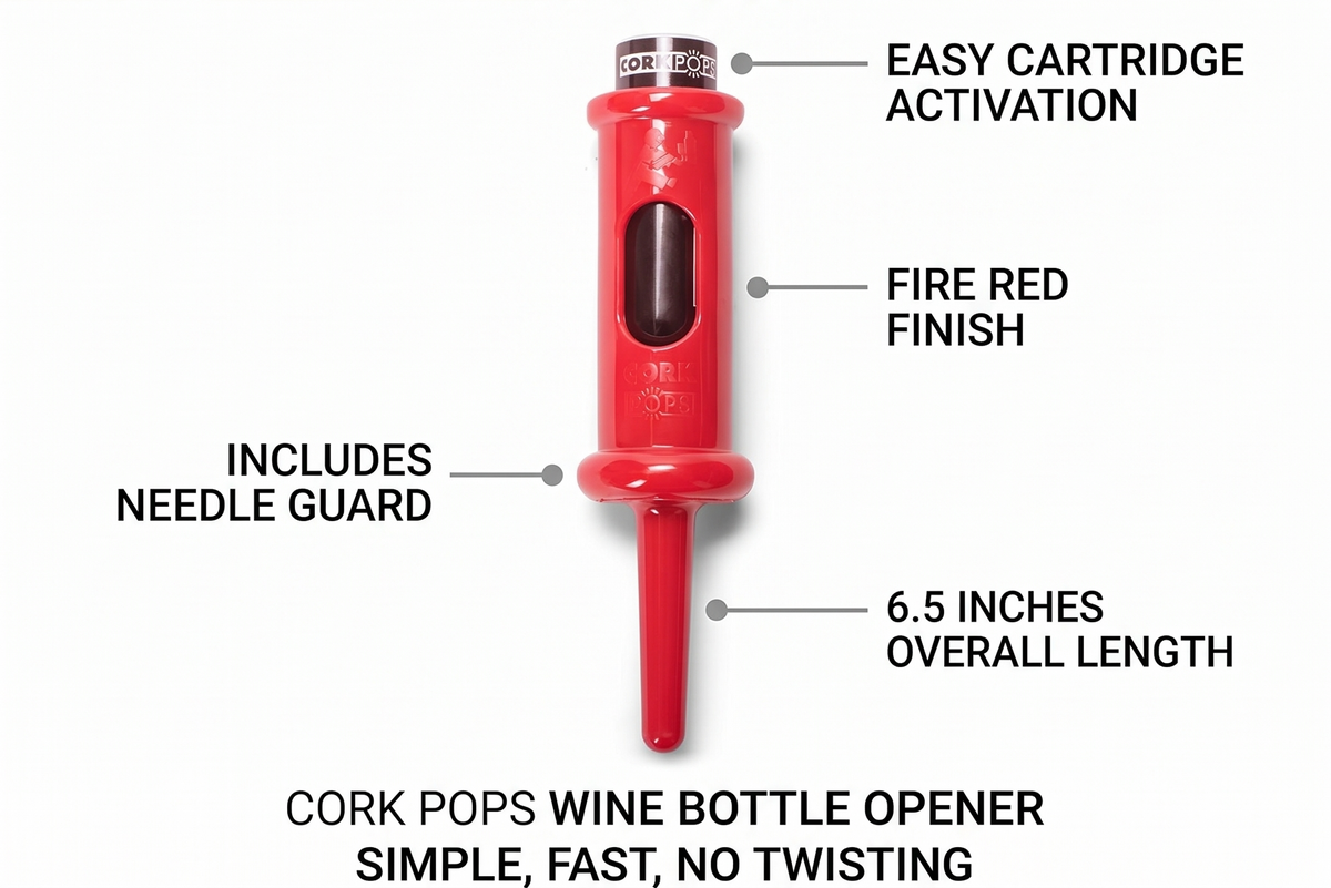 Cork Pops Red 6.5 Inch Original Wine Bottle Opener