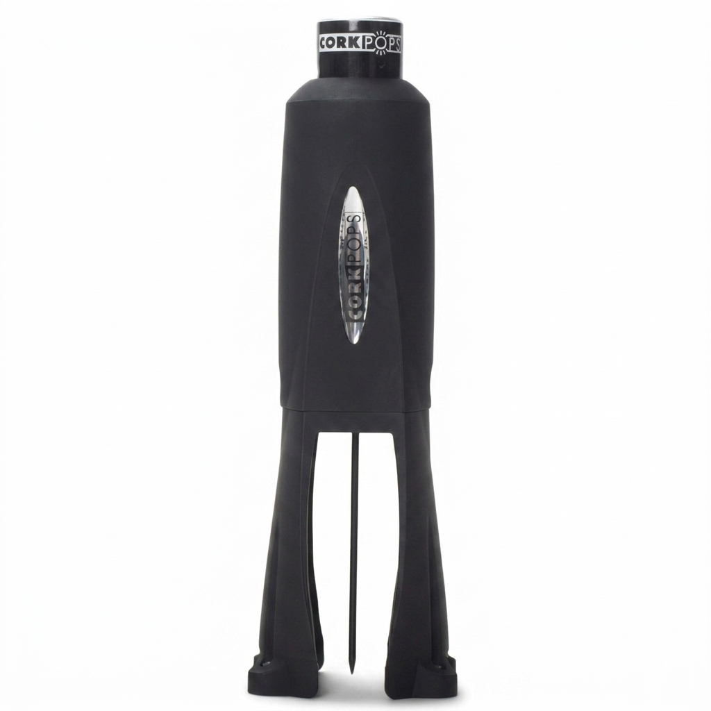 Cork Pops Legacy Wine Opener Built-in 4-Blade Foil Cutter Safe Cork Removal, Effortless Push Button Use, Needle Guard for Safety, Low-Pressure Cartridge Opens Up To 60 Bottles