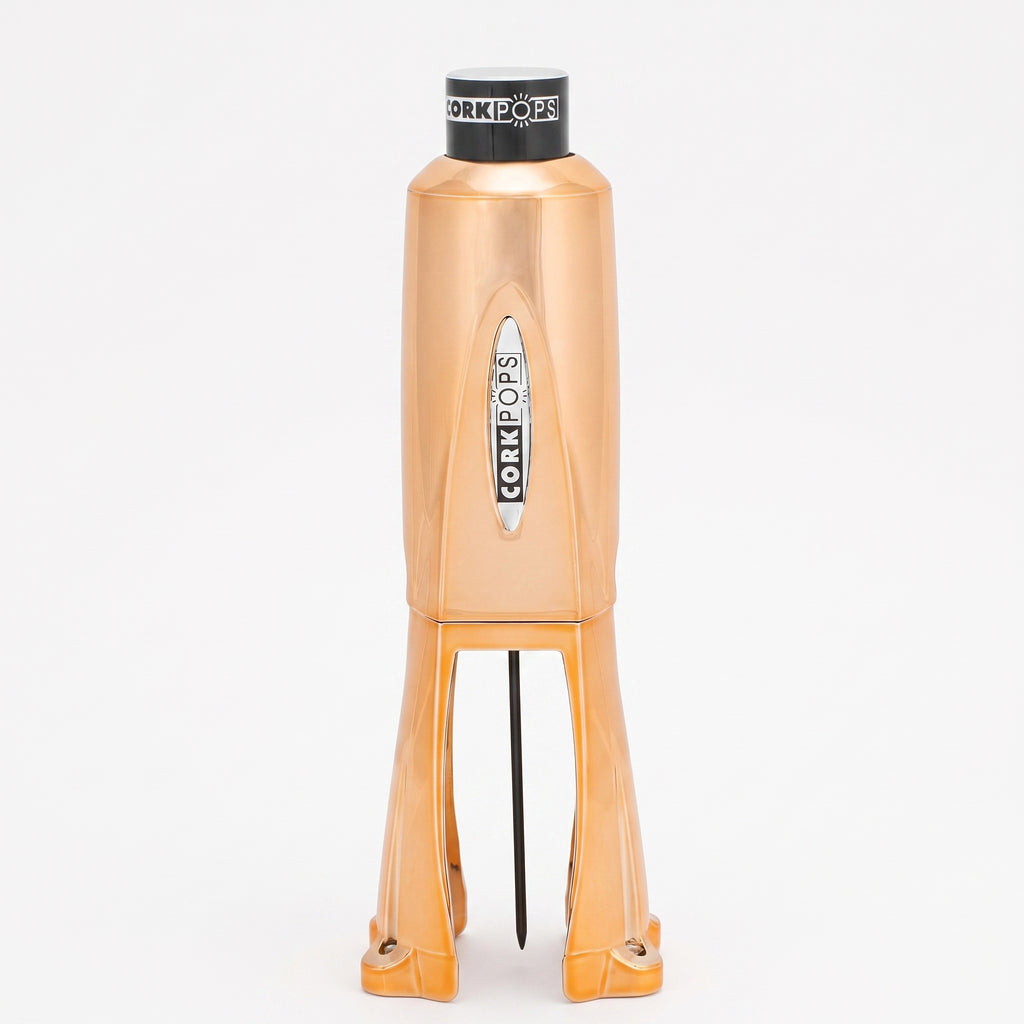 Cork Pops Legacy Wine Opener Built-in 4-Blade Foil Cutter Safe Cork Removal, Effortless Push Button Use, Needle Guard for Safety, Low-Pressure Cartridge Opens Up To 60 (Copper, With 1 Cartridge)