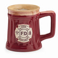 Fireman 15 Oz Porcelain Coffee Mug/Cup Burgundy Stein Shape with Fire Department Crest