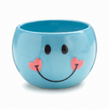 Adorable Blue Smiley Face/Happy Face Planter/Candy Dish with Hearts