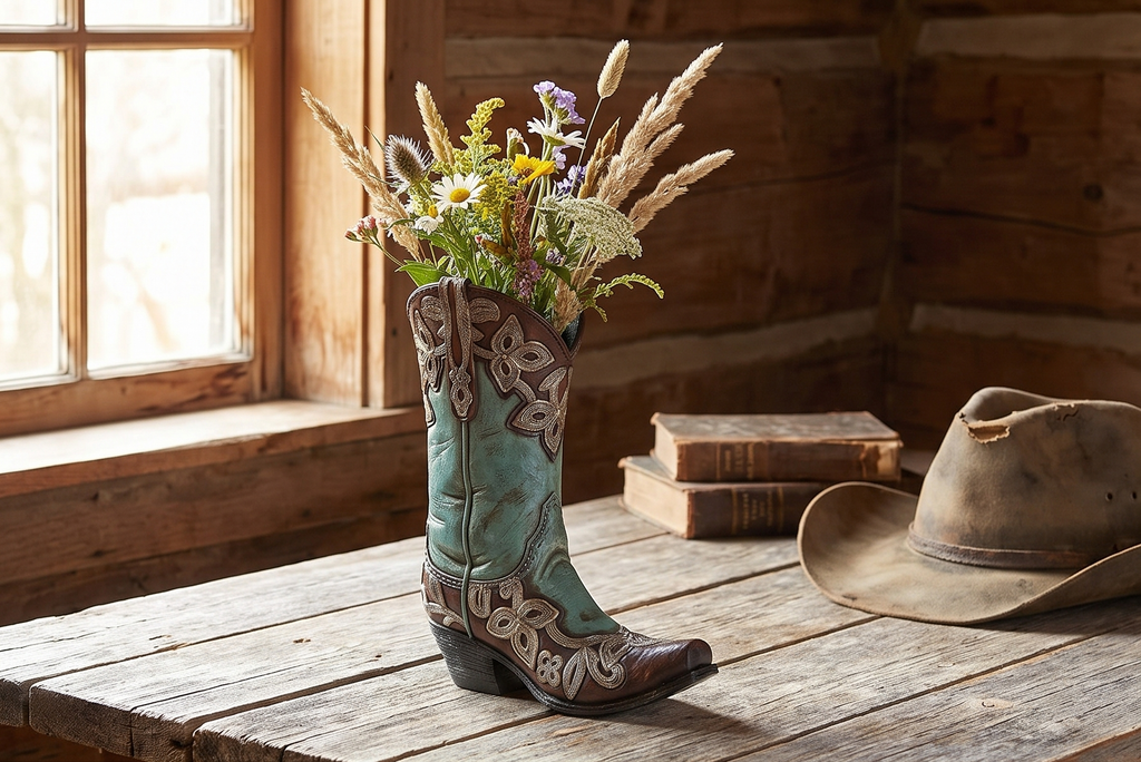 Turquoise Cowgirl Boot Vase