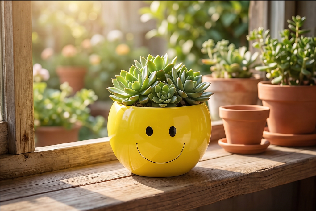 Burton & Burton 9730458 Planter Smile face, Multicolor