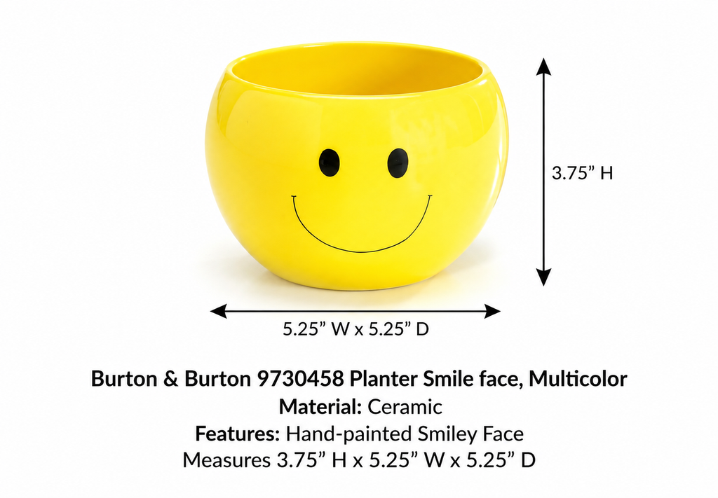 Burton & Burton 9730458 Planter Smile face, Multicolor