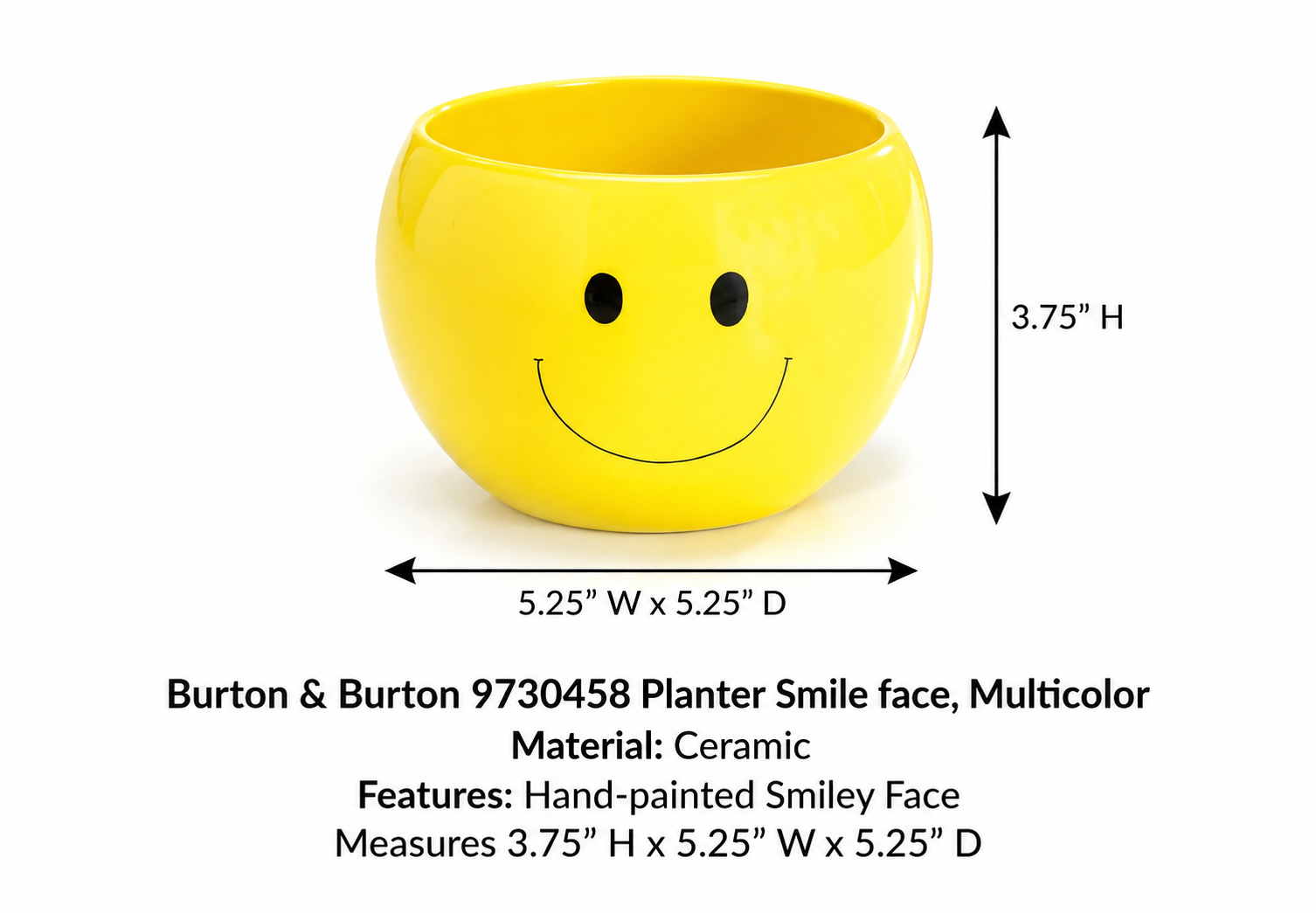 Burton & Burton 9730458 Planter Smile face, Multicolor