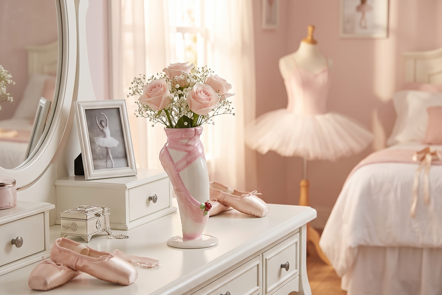 Decorative Ballerina Dance Shoe Vase for Ballet Dancer's Room Decor
