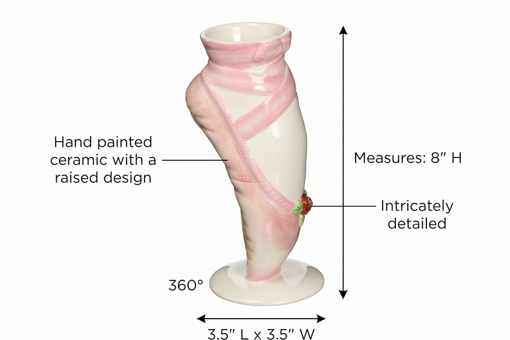 Decorative Ballerina Dance Shoe Vase for Ballet Dancer's Room Decor