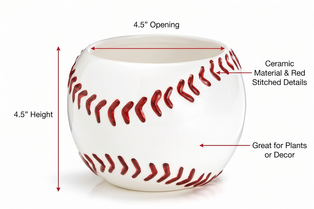 Ceramic Baseball Planter Great for Kids Room,Sports Fans and Home and Office Decor
