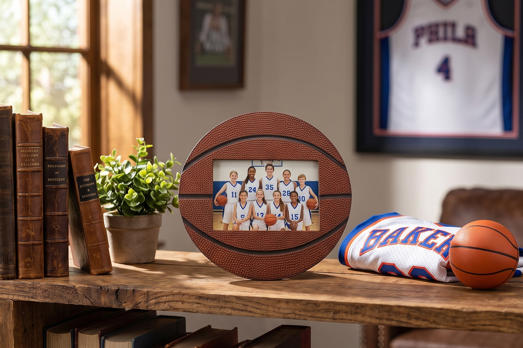 Basketball Shaped Picture Frame - Perfect for Sports Team Photo