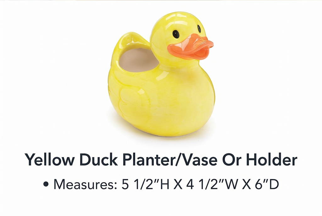Yellow Duck Planter/Vase Or Holder for Home and Nursery Decor