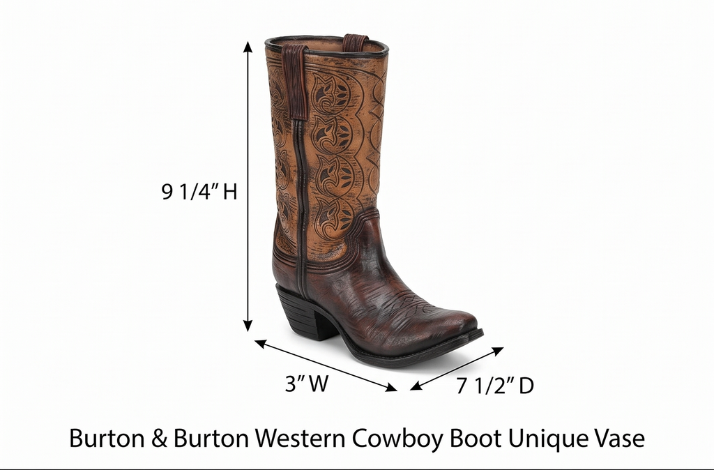 Burton & Burton Western Cowboy Boot Unique Vase for Home, Western Themed Events