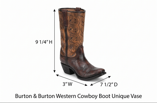Burton & Burton Western Cowboy Boot Unique Vase for Home, Western Themed Events