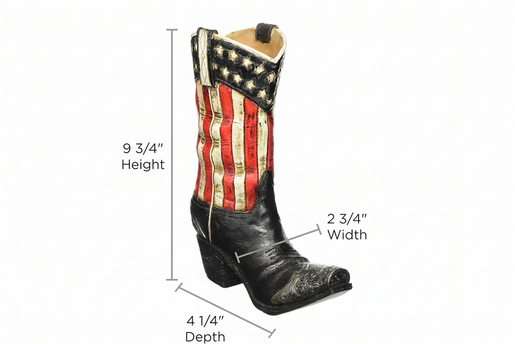 Patriotic Western Cowboy Boot Vase Decorative Home Decor Great for Events