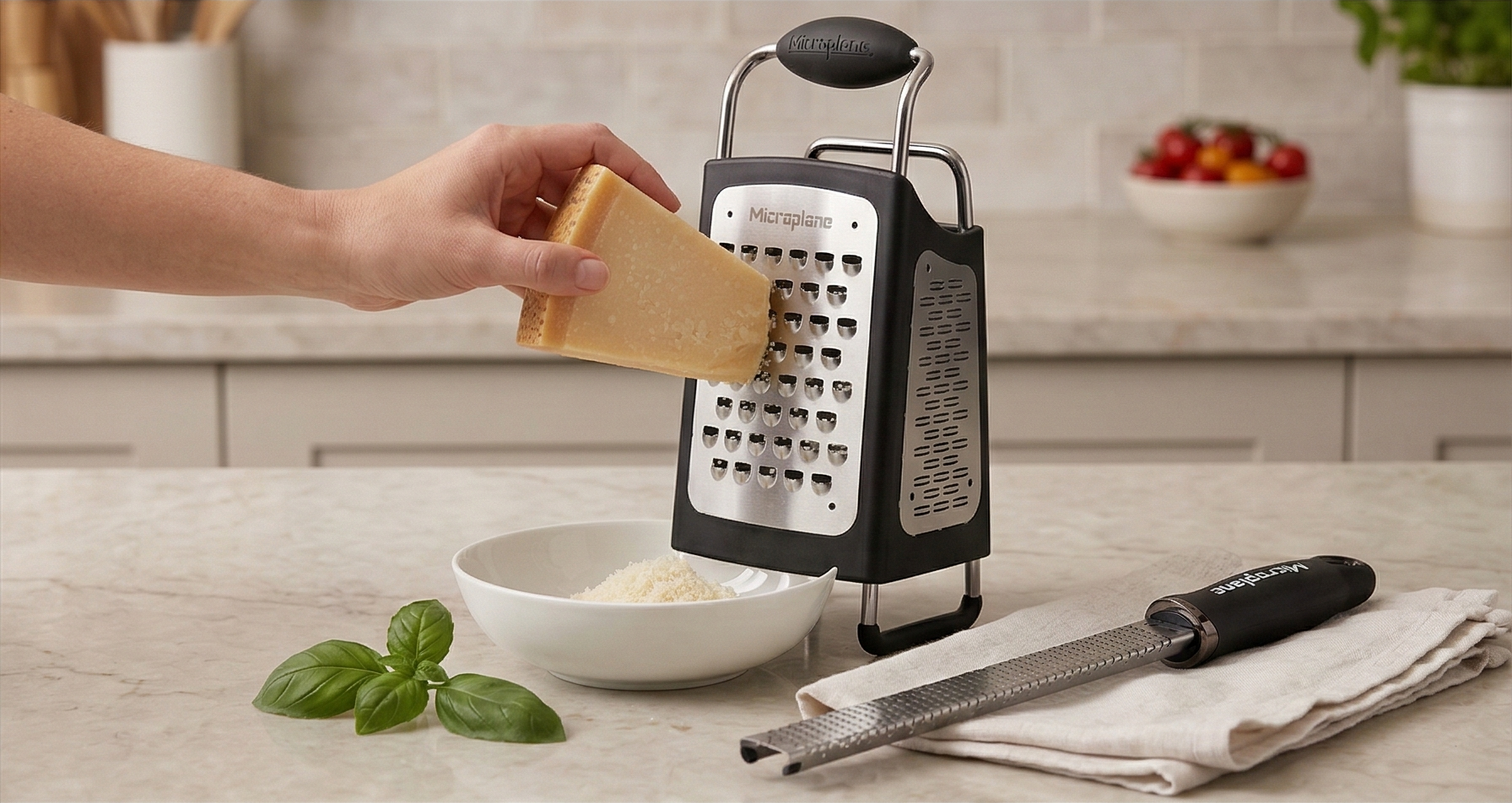 Microplane Four Sided Stainless Steel Ultra-Sharp Multi-Purpose Box Grater - Slicer, Fine, Ribbon, and Extra Coarse Blade Styles