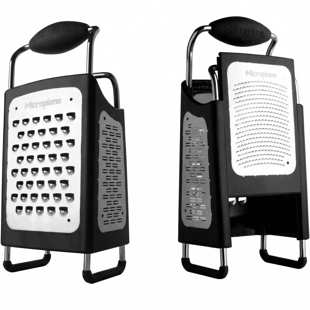 Microplane Four Sided Stainless Steel Ultra-Sharp Multi-Purpose Box Grater - Slicer, Fine, Ribbon, and Extra Coarse Blade Styles