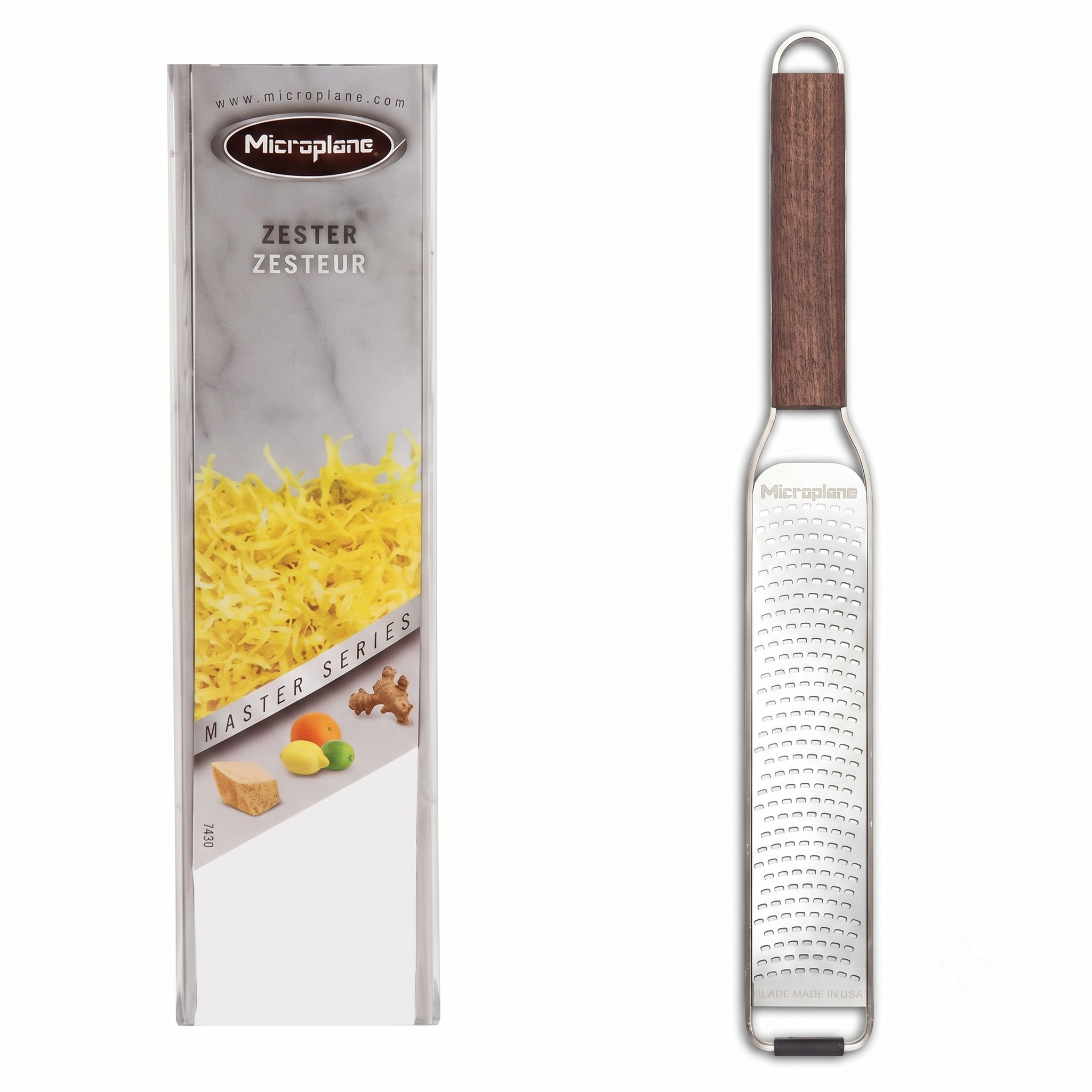 Microplane Master Series Wood Handle Stainless Steel Zester Grater
