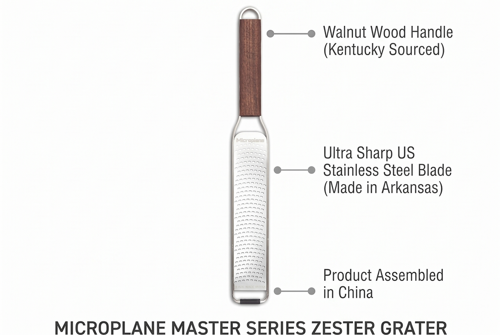 Microplane Master Series Wood Handle Stainless Steel Zester Grater