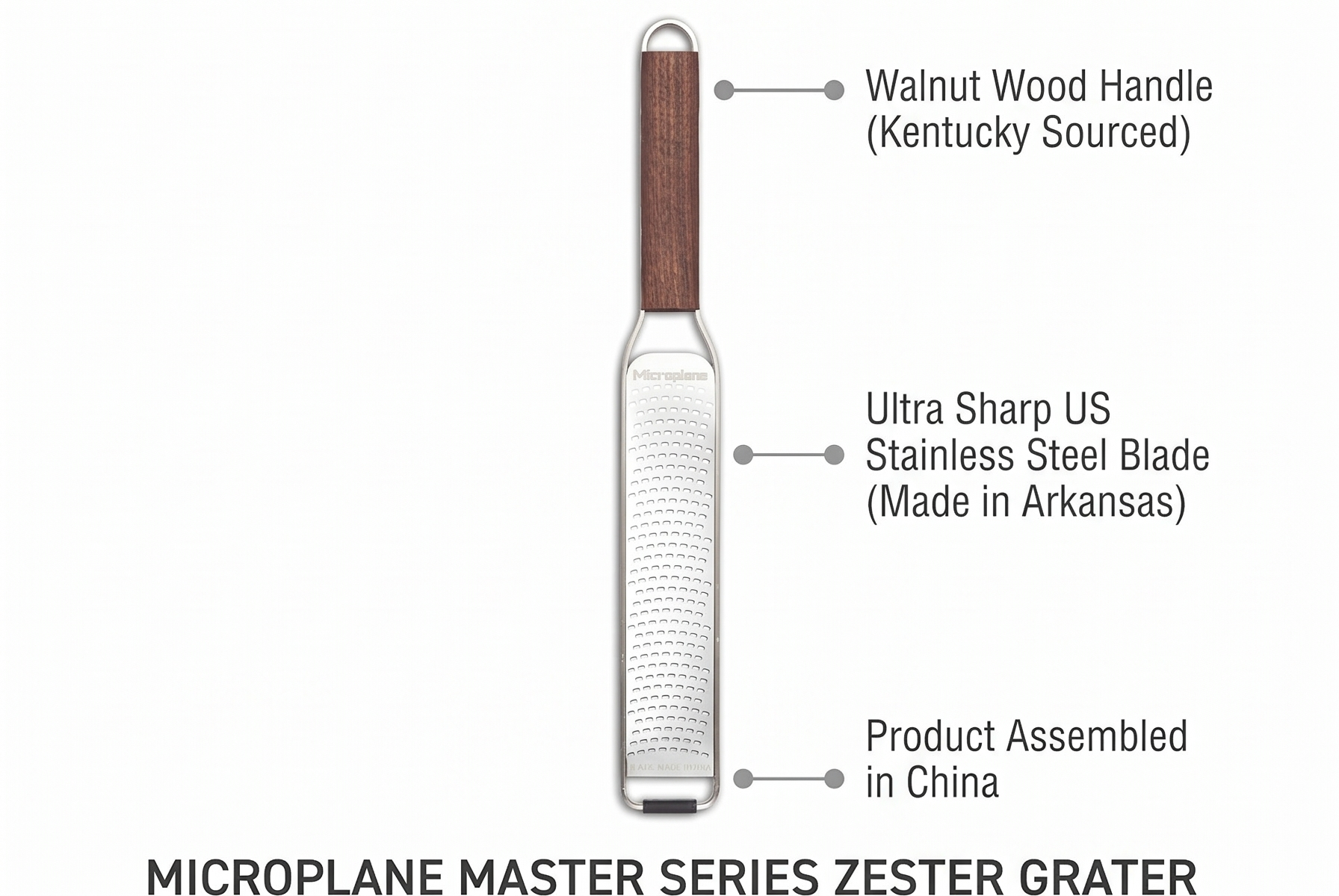Microplane Master Series Wood Handle Stainless Steel Zester Grater