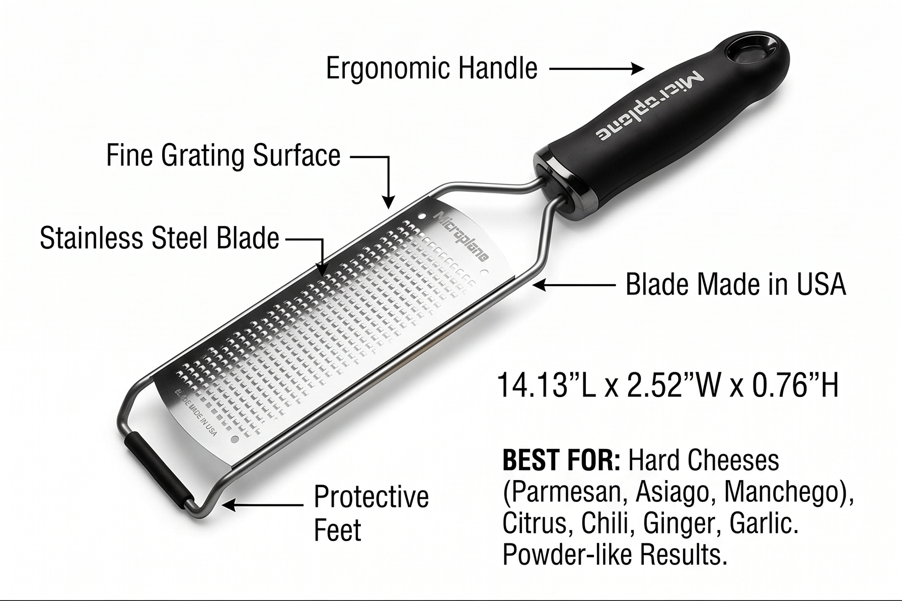 Microplane Gourmet Series Hard Cheese Grater (Fine, Black)