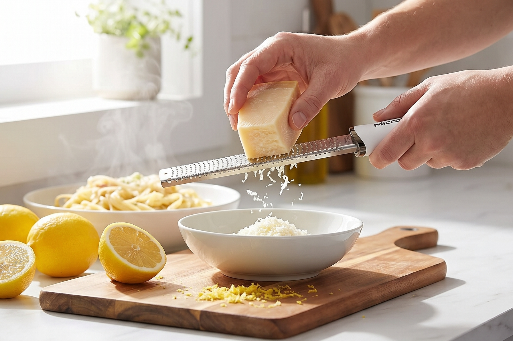 Microplane Premium Classic Citrus Zester Tool and Parmesan Cheese Grater - White