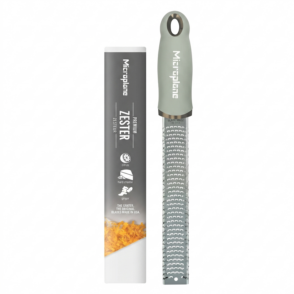 Premium Classic Zester- Sage Green | Lemon Zester tool, Hard Cheese & Vegetable Grater | For Citrus, Parmesan Cheese, Garlic, Ginger, Nutmeg | Fine Stainless Steel Blade, Made in USA