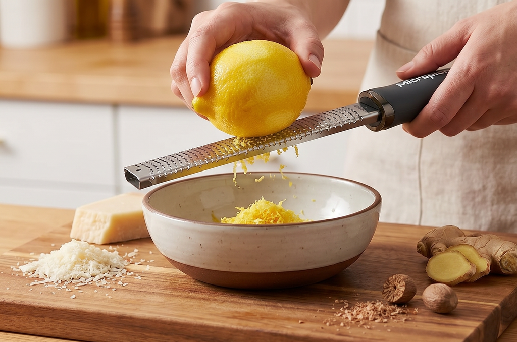 Microplane Premium Zester Grater in After Dark Gray | Lemon Zester tool, Hard Cheese & Vegetable Grater | For Citrus, Parmesan Cheese, Garlic, Ginger, Nutmeg | Fine Stainless Steel Blade, Made in USA