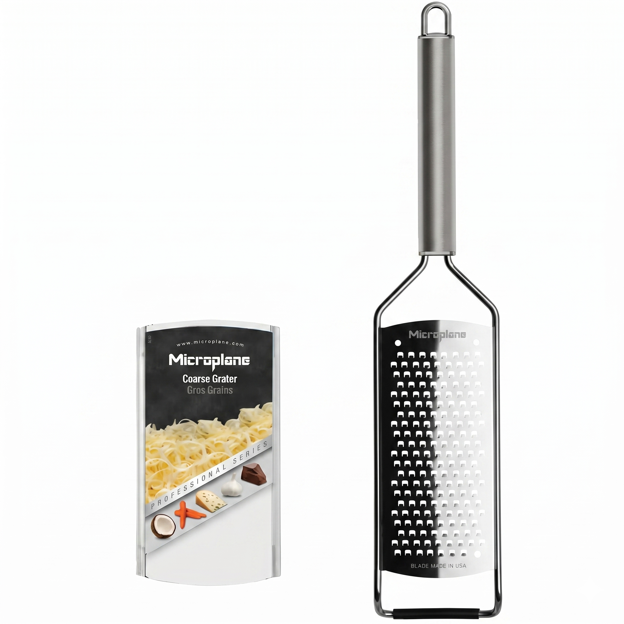 Microplane Professional Series Kitchen Grater new Coarse for Cheese, Carrot, Ginger, Coconut, Nuts and Horseradish with Stainless Steel Blades - Made in USA