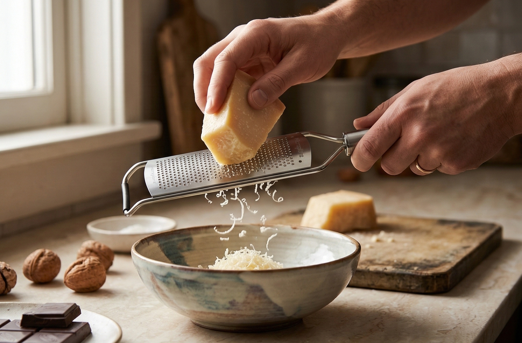 Microplane Professional Series Kitchen Grater new Fine for Hard Cheese, Citrus Fruits, Garlic, Chili, Cinnamon and Nutmeg with Stainless Steel Blades - Made in USA