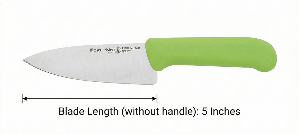 Messermeister Petite Messer 5” Chef’s Knife, Green - German 1.4116 Stainless Steel & Ergonomic Handle - Lightweight, Rust Resistant & Easy to Maintain