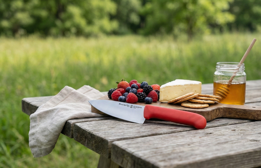 Messermeister Petite Messer 5” Chef’s Knife, Red - German 1.4116 Stainless Steel & Ergonomic Handle - Lightweight, Rust Resistant & Easy to Maintain